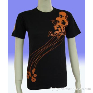 Ladies Black Cotton Custom T-Shirt